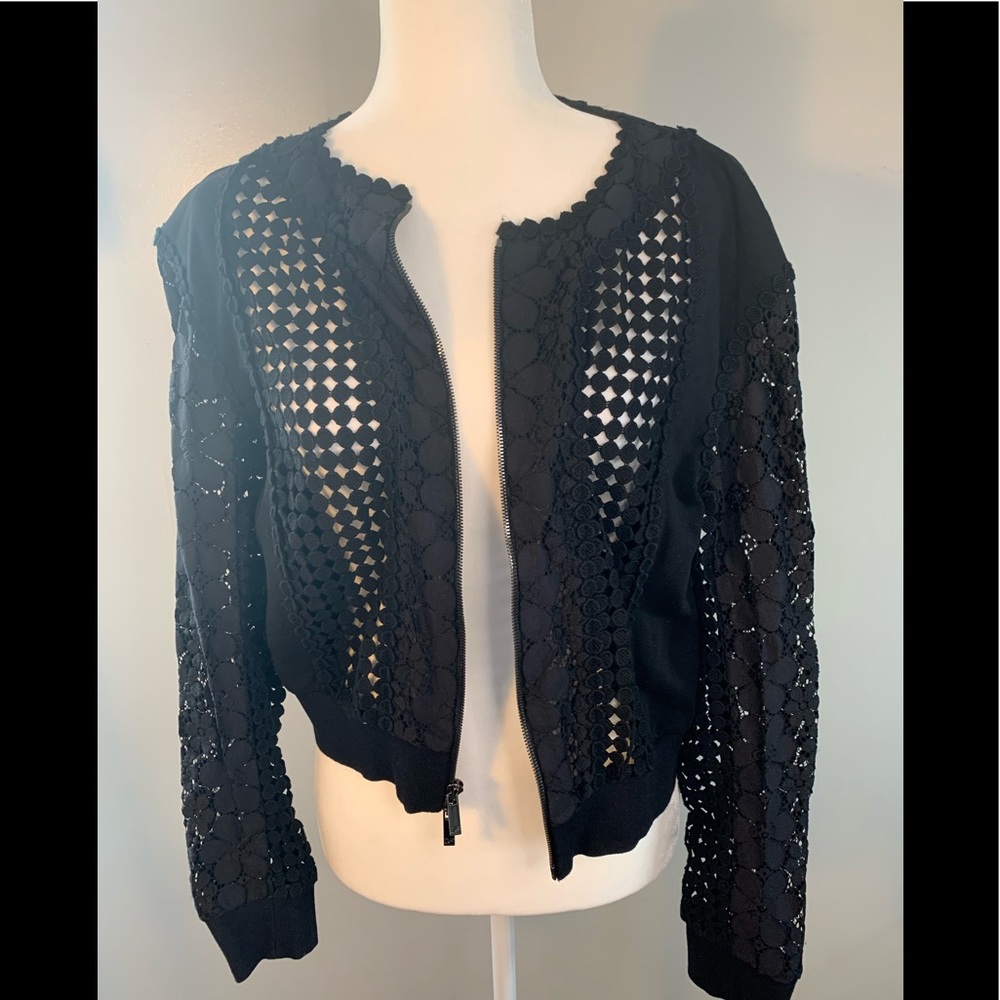 DVF DIANE VON FURSTENBERG LACE BOMBER JACKET 14